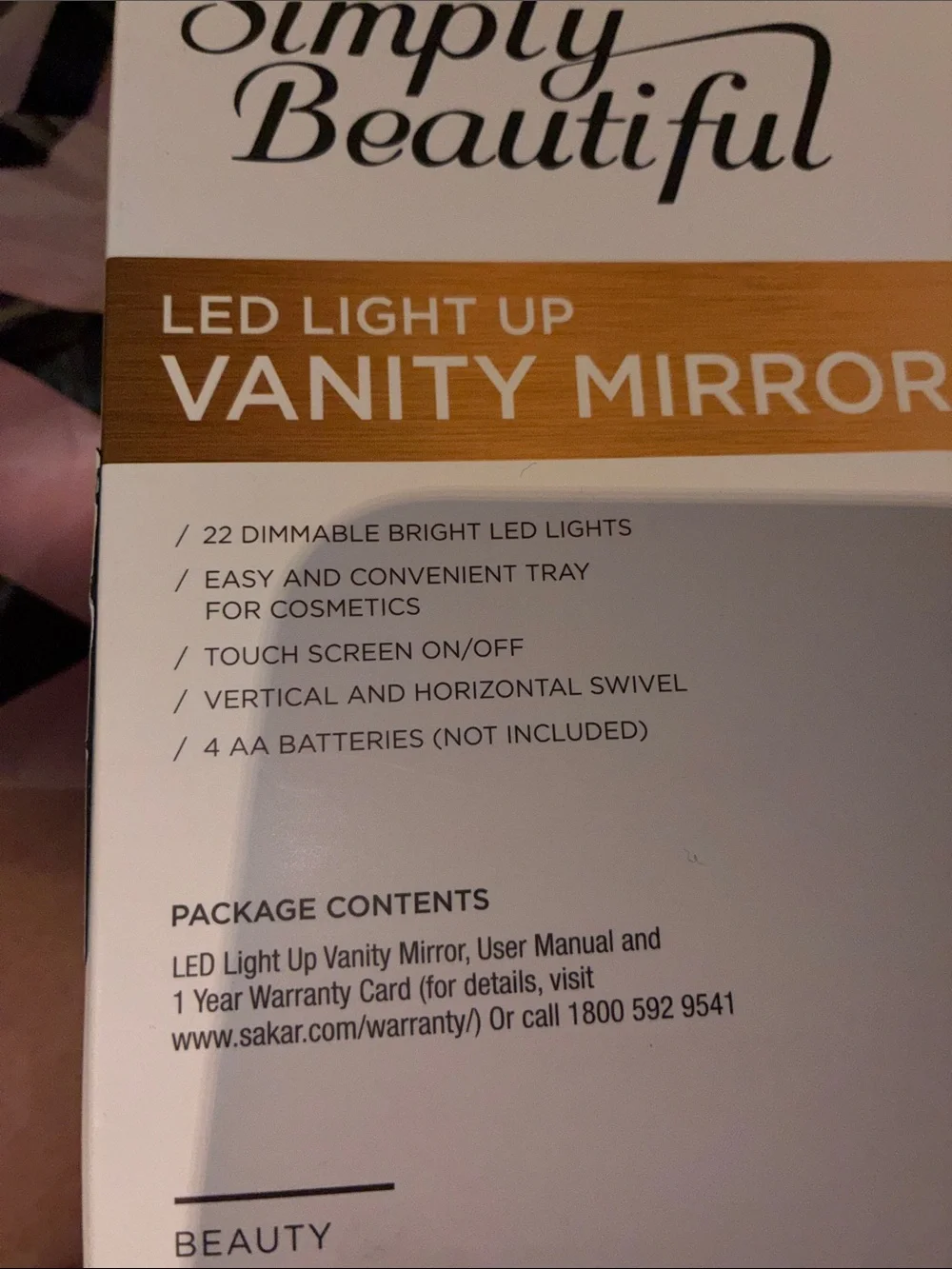 Vivitar Simply Beautiful LED Vanity Mirror - White with Gold Accent